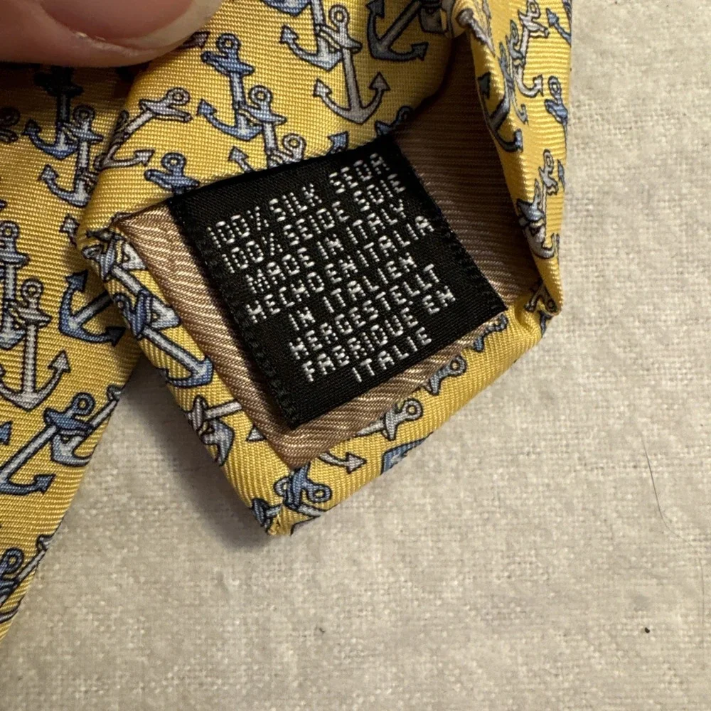 Beaufort Tie Rack Boat Anchor Pattern‎ 100% Silk Necktie Handmade In Italy